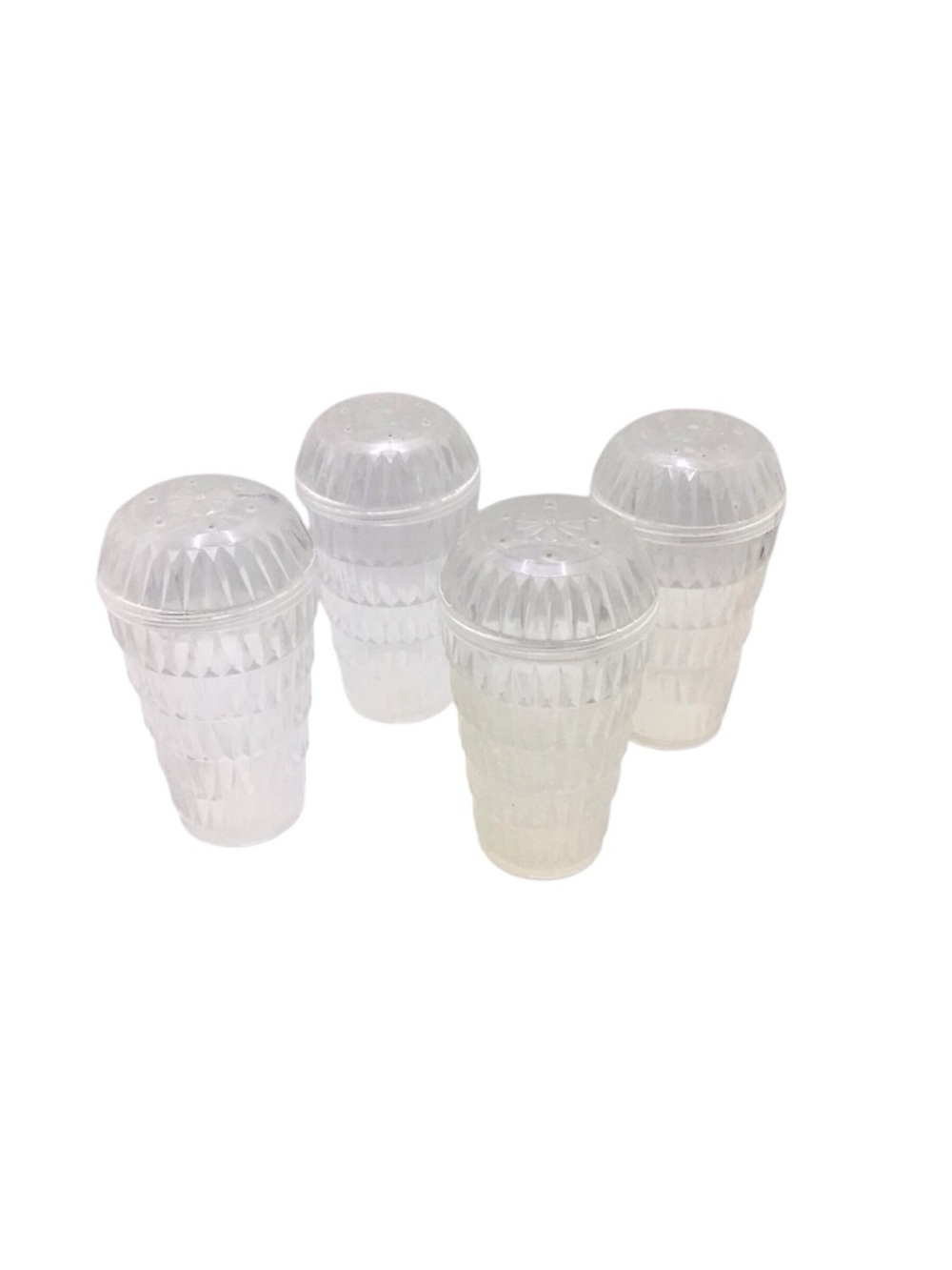 Vintage MCM Arrow Acrylic Salt Pepper Shakers Set Clear Diamond Retro 4 Pc. - Picture 3 of 13
